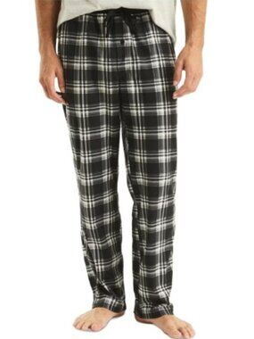 Nautica Mens Classic-Fit Plaid Fleece True Black S